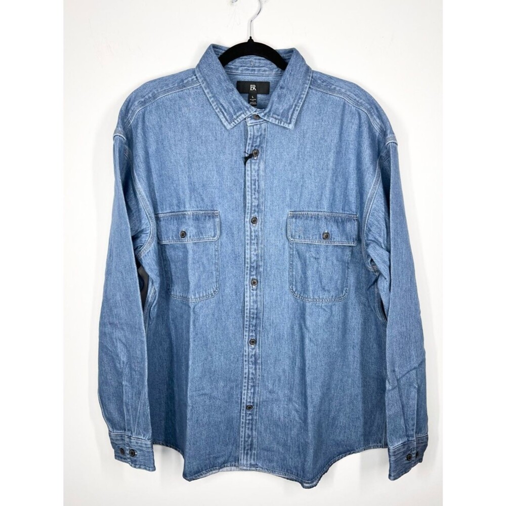 NWT Banana Republic Two Pocket Denim Relaxed Fit Button Down Overshirt Large